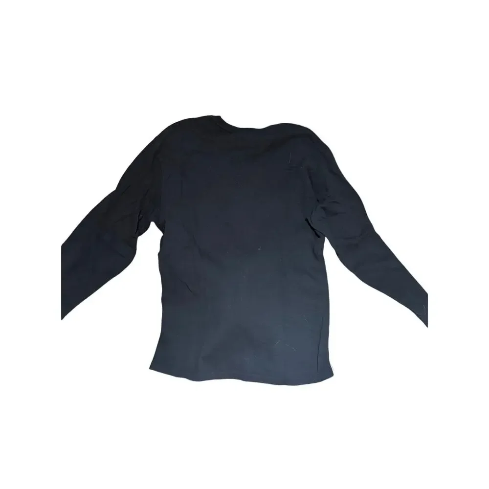 Ralph Lauren xl black all cotton waffle weave sleep shirt long underwear euc